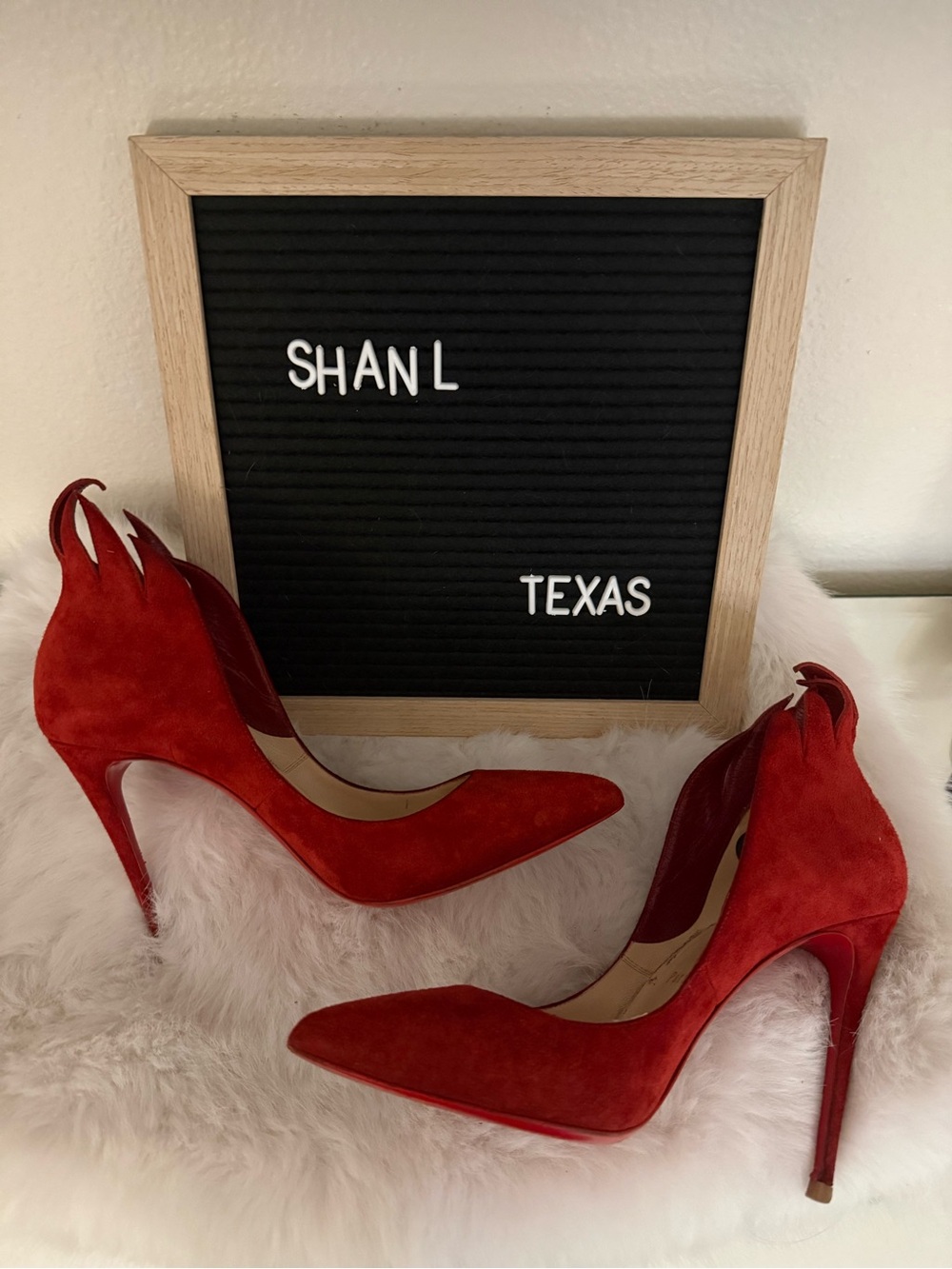 Christian Louboutin Red Flame Suede Stiletto Pumps - Picture 7 of 8